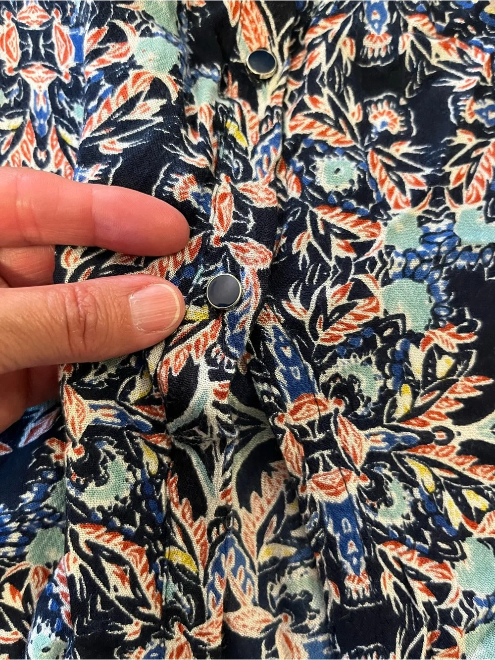 Hannah Maxi Skirt Women’s L Blue Boho Indie Paisley Lined Drawstring Waist